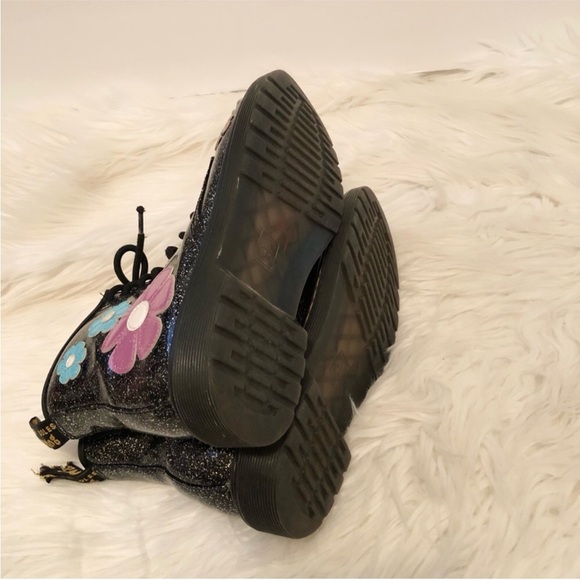 Dr. Martens Junior 1460 Glitter Patent Leather Lace Up Boots - Picture 7 of 8